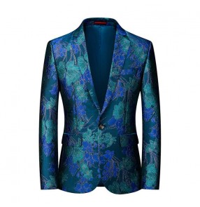 Men's Blue yellow green maple leaf jazz dance blazers groomas man Personality youth host singers choir stage performance jackets for man